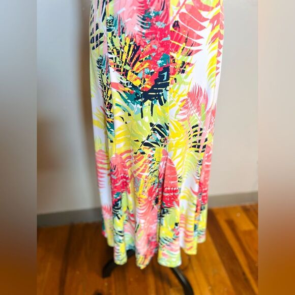 Ruby Rd. Woman 1X Tropical Leaf Print Sleeveless Maxi Dress Multicolor - Picture 5 of 9